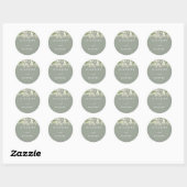 Snoerlichtjes Bloem Sage Groen Trouwgunst Ronde Sticker (Vel)