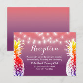 Snoerlichtjes Hawaiaanse Ananas Bruiloftsreceptie Kaart (Voorkant / Achterkant)