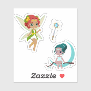Snoezige Magische Fee Meisje Fantasy Vinyl Sticker