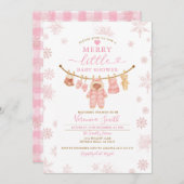 Snonwflakes Clothesline Merry Little Baby Shower Kaart (Voorkant / Achterkant)