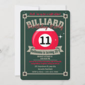 Snooker Invitation Pool Anniversaire Fête Billard (Devant)