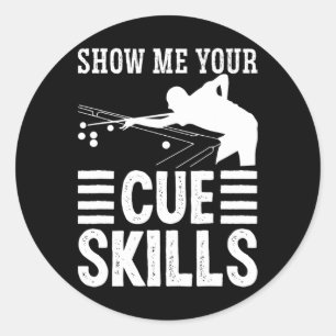Snookerkleding voor volwassenen Show Me Your Cue S Ronde Sticker