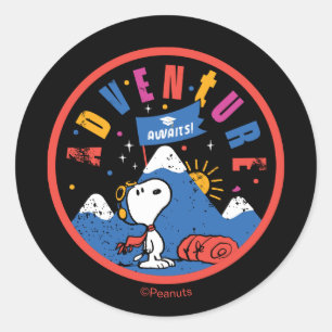 Snoopy Avontuur Wacht Afstudeerberg Ontwerp Ronde Sticker
