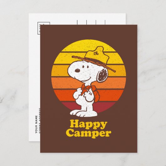 Snoopy | Beagle Scout - Happy Camper Briefkaart (Voorkant / Achterkant)