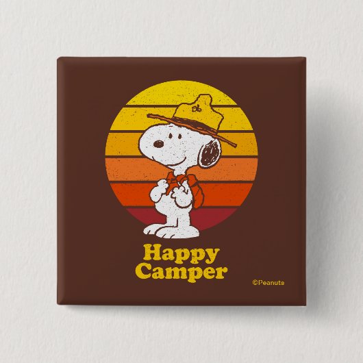 Snoopy | Beagle Scout - Happy Camper Vierkante Button 5,1 Cm (Voorkant)