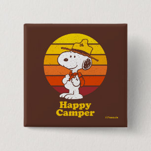 Snoopy Beagle Scout - Happy Camper Vierkante Button 5,1 Cm