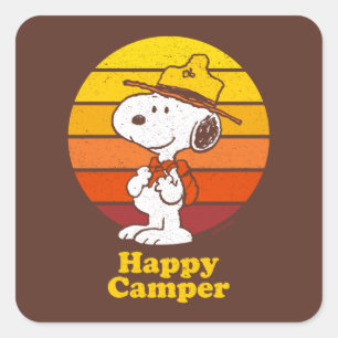 Snoopy   Beagle Scout - Happy Camper Vierkante Sticker