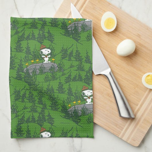 Snoopy Beagle Scout Hiking Pattern Theedoek (Quarter Fold)