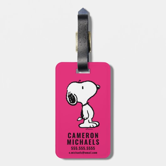 Snoopy Black & Magenta Pattern Bagagelabel (Achterkant verticaal)