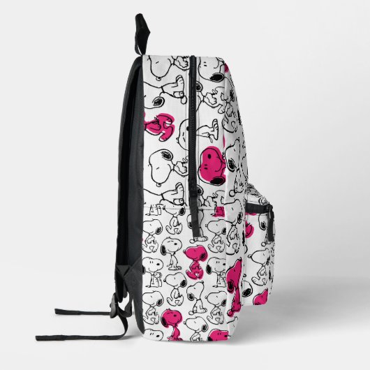Snoopy Black & Magenta Pattern Bedrukte Rugzak (Links)