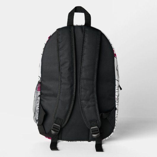 Snoopy Black & Magenta Pattern Bedrukte Rugzak (Achterkant)