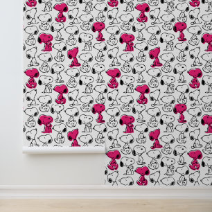 Snoopy Black & Magenta Pattern Behang