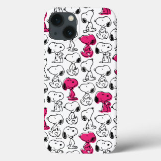 Snoopy Black & Magenta Pattern iPhone 13 Hoesje