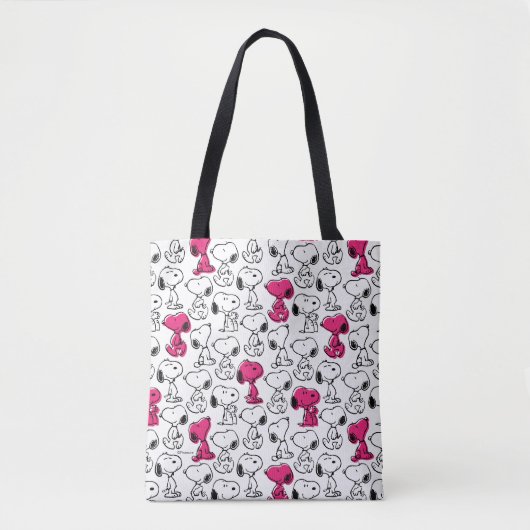 Snoopy Black & Magenta Pattern Draagtas (Voorkant)