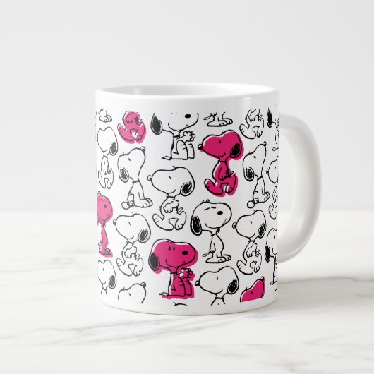 Snoopy Black & Magenta Pattern Extra Grote Beker (Voorkant rechts)