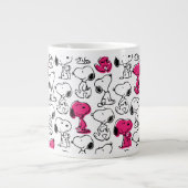Snoopy Black & Magenta Pattern Extra Grote Beker (Voorkant)