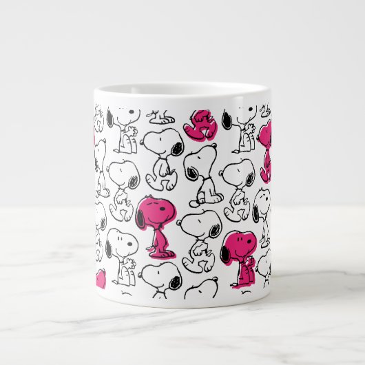 Snoopy Black & Magenta Pattern Extra Grote Beker (Voorkant)