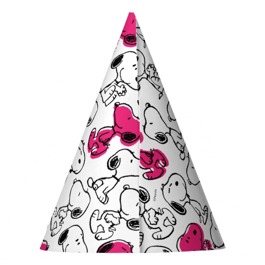 Snoopy Black & Magenta Pattern Feesthoedjes (Achterkant)