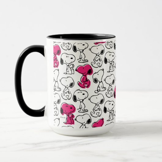 Snoopy Black & Magenta Pattern Mok (Links)