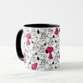 Snoopy Black & Magenta Pattern Mok (Voorkant links)