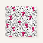 Snoopy Black & Magenta Pattern Notitieboek (Voorkant)