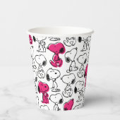 Snoopy Black & Magenta Pattern Papieren Bekers (Achterkant)