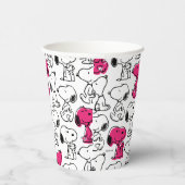 Snoopy Black & Magenta Pattern Papieren Bekers (Rechts)