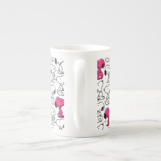 Snoopy Black & Magenta Pattern Porselein Kop (Achterkant)