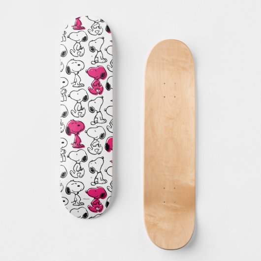 Snoopy Black & Magenta Pattern Skateboard (Voorkant)