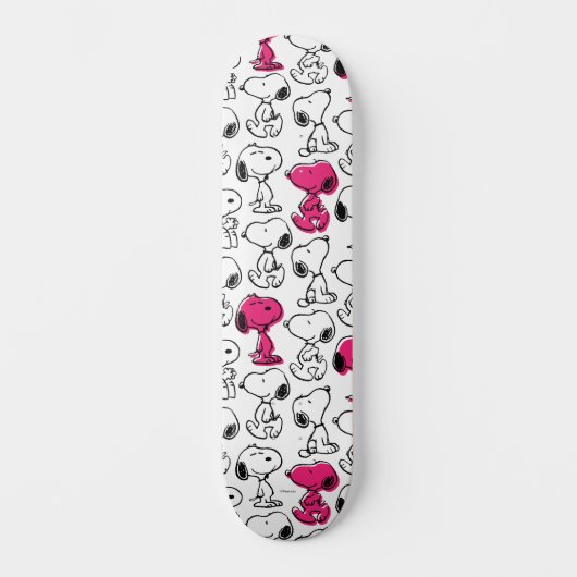 Snoopy Black & Magenta Pattern Skateboard (Voorkant)