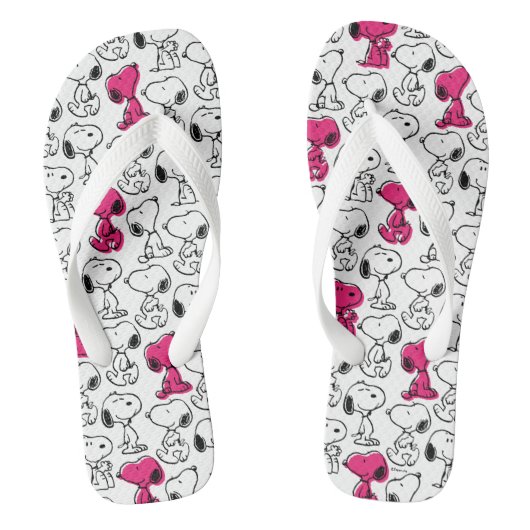 Snoopy Black & Magenta Pattern Teenslippers (Voetbed)