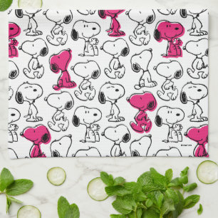 Snoopy Black & Magenta Pattern Theedoek