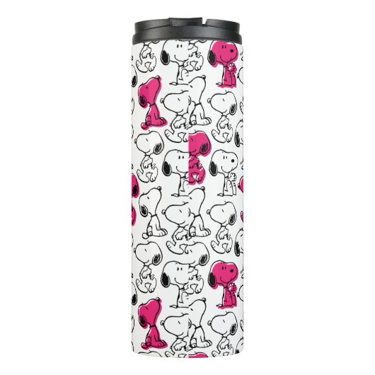 Snoopy Black & Magenta Pattern Thermosbeker (Achterkant)