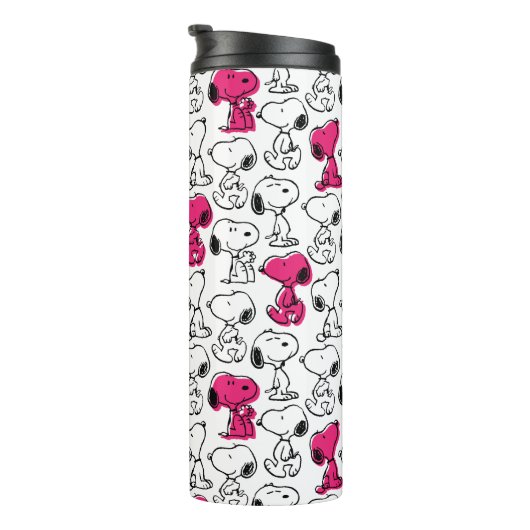 Snoopy Black & Magenta Pattern Thermosbeker (Geroteerd rechts)