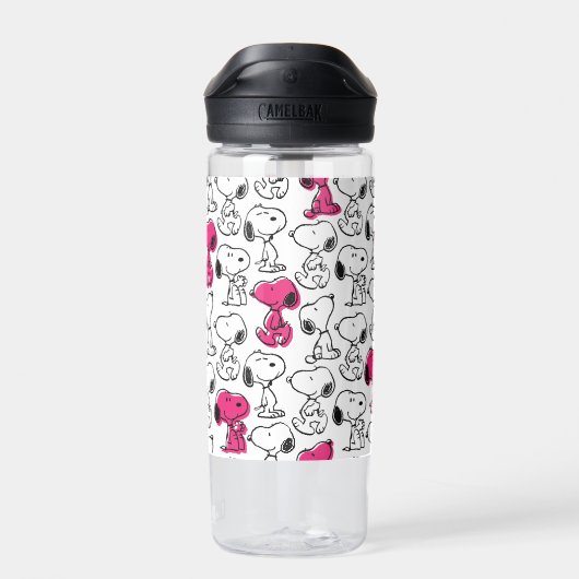 Snoopy Black & Magenta Pattern Waterfles (Achterkant)