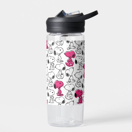 Snoopy Black & Magenta Pattern Waterfles (Links)