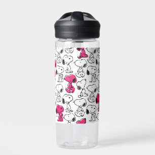 Snoopy Black & Magenta Pattern Waterfles