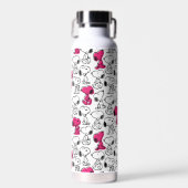 Snoopy Black & Magenta Pattern Waterfles (Voorkant)