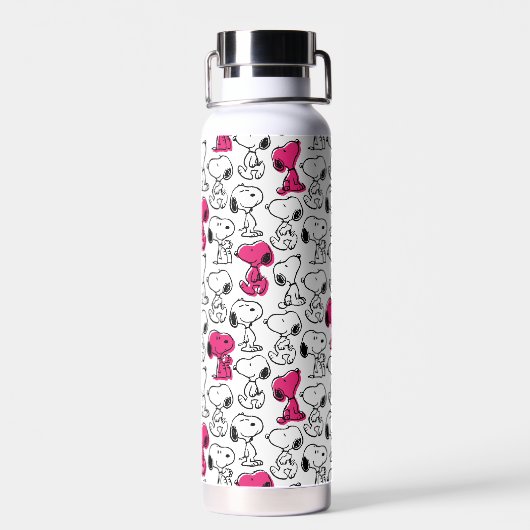 Snoopy Black & Magenta Pattern Waterfles (Achterkant)