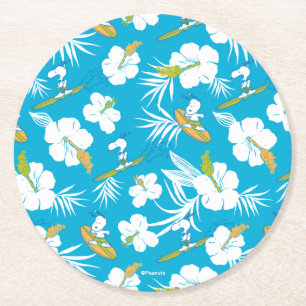 Snoopy Brooklyn Beach Pattern Ronde Kartonnen Onderzetter