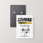 Snoopy Cartoon Lifting Weights Button (Voorkant / Achterkant)