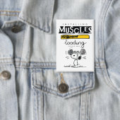 Snoopy Cartoon Lifting Weights Button (Insitu)