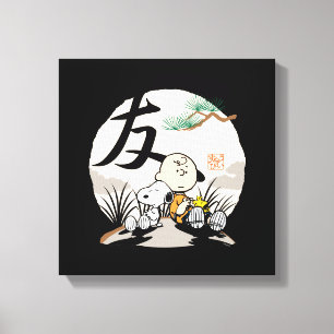 Snoopy, Charlie Brown en Woodstock - Friend Canvas Afdruk