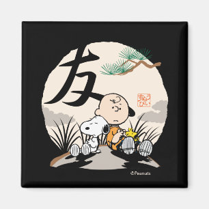 Snoopy, Charlie Brown en Woodstock - Friend Magneet