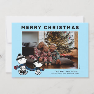 Snoopy & Charlie Winter Sjaal Kerstmis Foto Feestdagenkaart