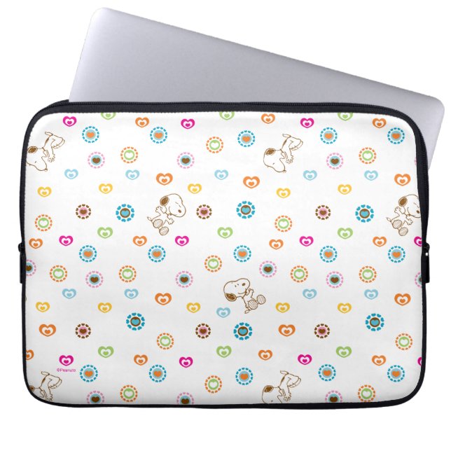 Snoopy Colorful Hearts Patroon Laptop Sleeve (Voorkant)