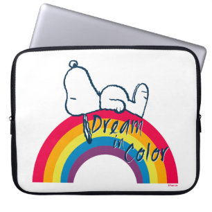 Snoopy Dream in kleurenregenboog Laptop Sleeve