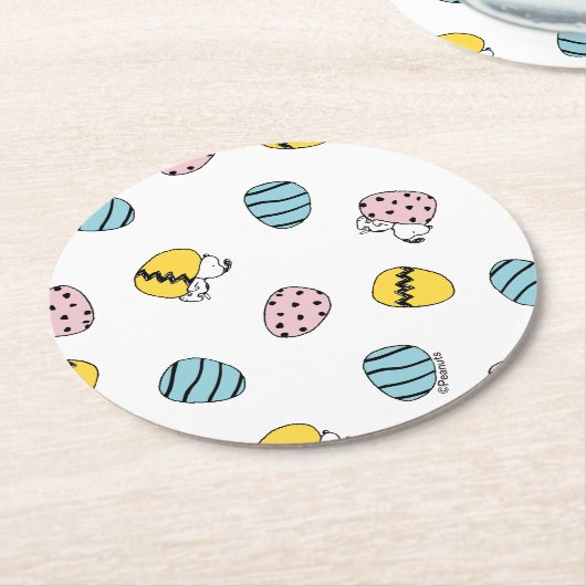Snoopy Easter Egg Pattern Ronde Kartonnen Onderzetter (Gebogen)