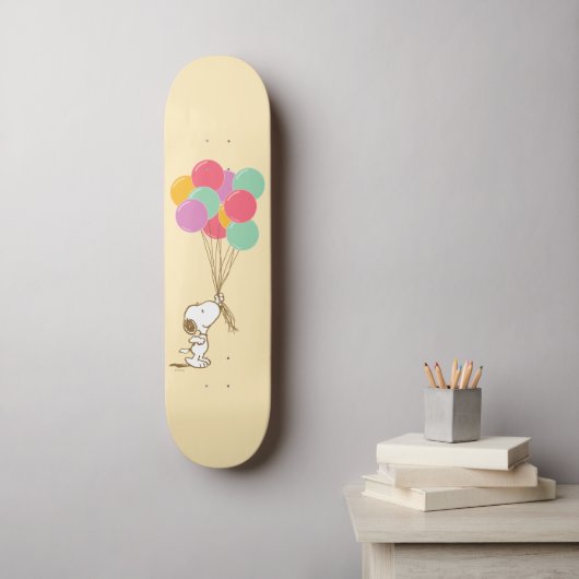 Snoopy en ballonnen skateboard (Muurkunst)