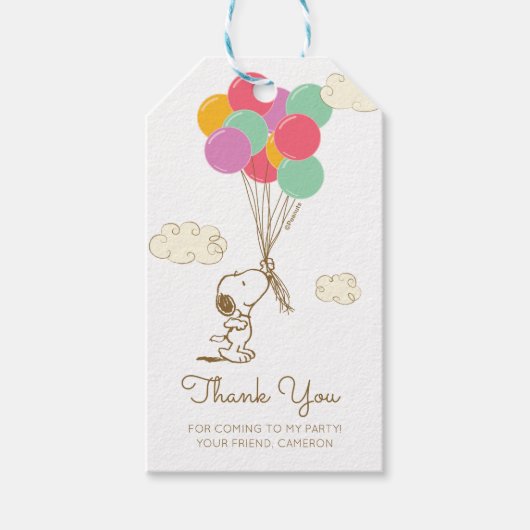 Snoopy en Ballonnen Verjaardag Cadeaulabel (Voorkant)